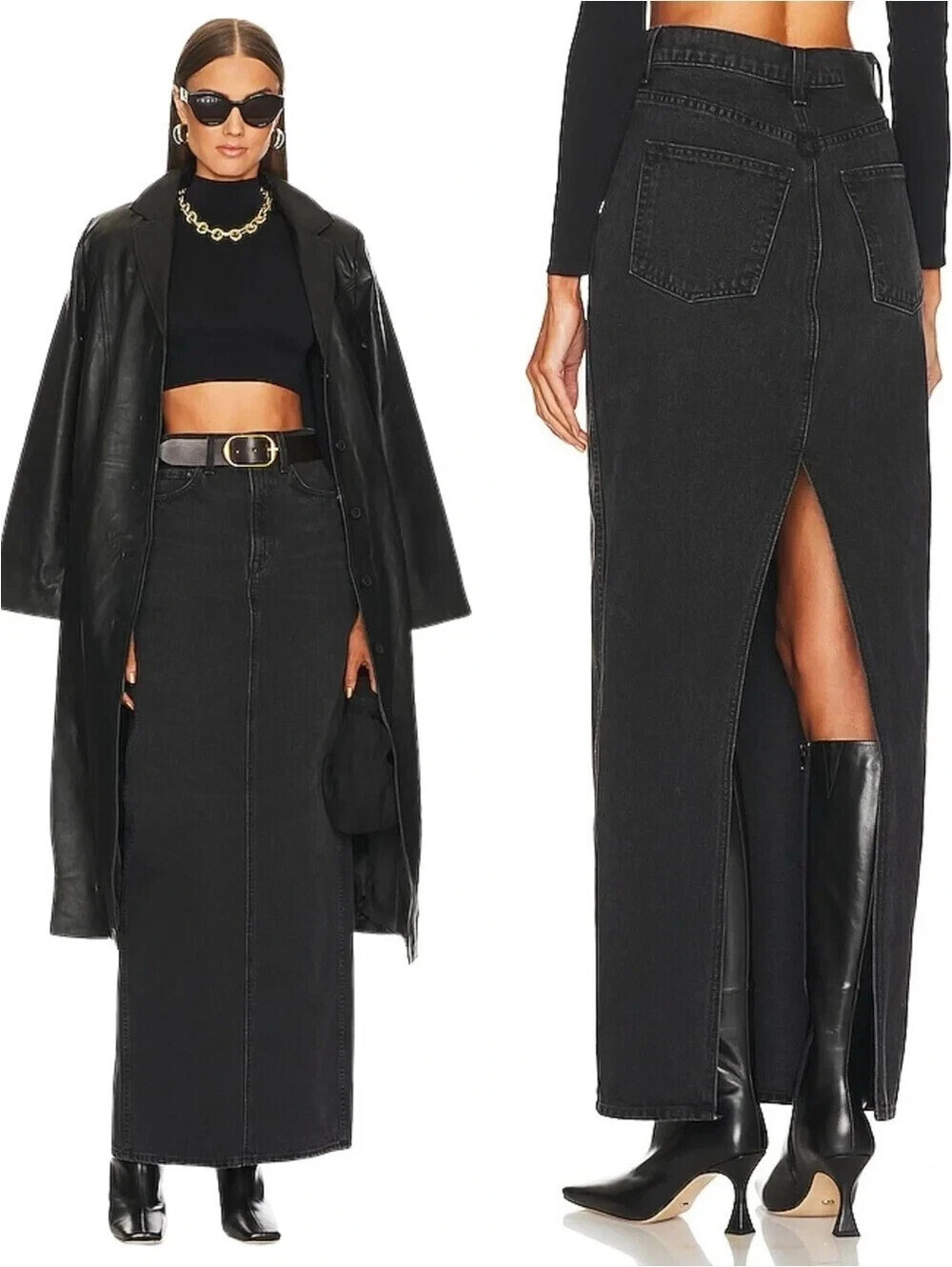 GRLFRND Amara Maxi Pencil Skirt with Back Slit in Loleta size 26 NWT $225 msrp